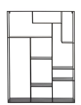 ESTANTERIA TABLAS DESIGUALES METAL NEGRO