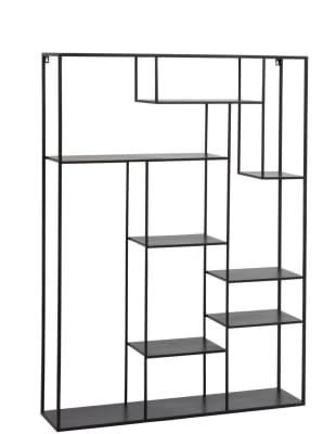 ESTANTERIA TABLAS DESIGUALES METAL NEGRO