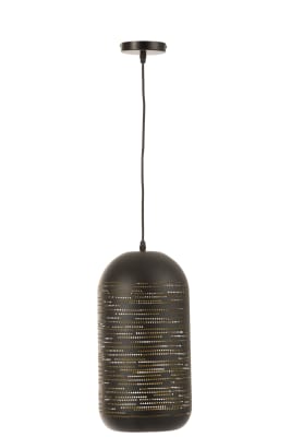 Lampara Colgante Abierta Huecos Metal Negro/Oro