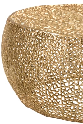 MESA DE SALON REDONDA CORAL ALUMINIO ORO