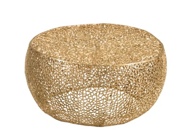 MESA DE SALON REDONDA CORAL ALUMINIO ORO
