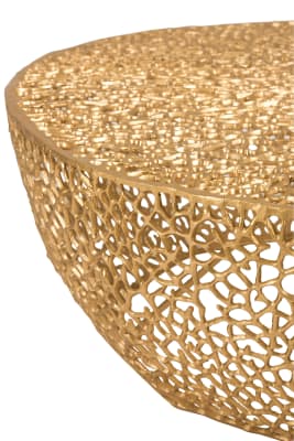 MESA DE SALON REDONDA BAJO CORAL ALUMINIO ORO