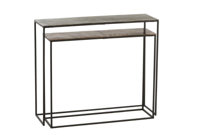 Set De 2 Consola Rectangular Aluminio Negro/Mix