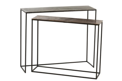 Set De 2 Consola Rectangular Aluminio Negro/Mix