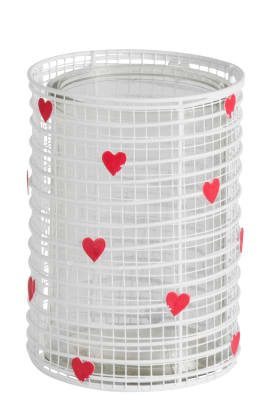 Portavelas Corazones Metal Blanco/Rojo Large