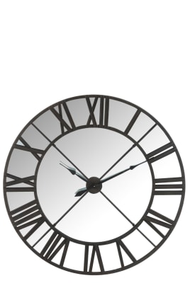 RELOJ ESPEJO NUMERO ROMANO METAL NEGRO