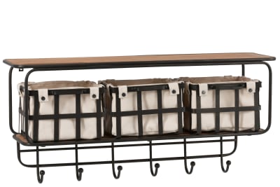 Perchero Pared+3cesta Metal Marron