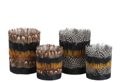 Portavelas Plumas Marron/Negro