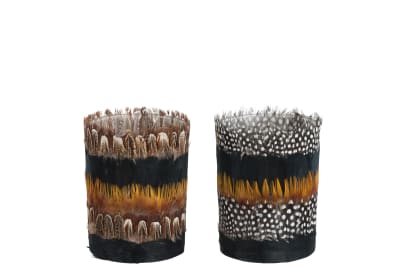 Portavelas Plumas Marron/Negro