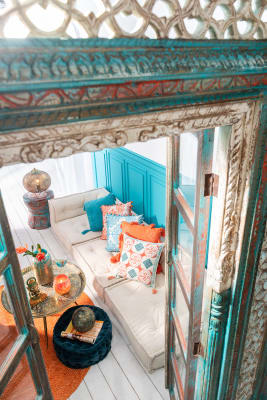 Taburete irregular redondo algodón