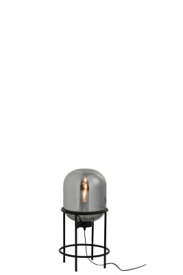 Lampara De Pie Sasha Vidrio/Metal Plata/Negro Small