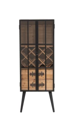 MUEBLE BAR 2 CAJONES MADERA/VIDRIO NEGRO