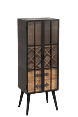 MUEBLE BAR 2 CAJONES MADERA/VIDRIO NEGRO