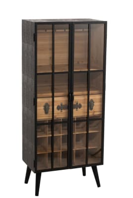 MUEBLE BAR 1 CAJON MADERA/VIDRIO NEGRO