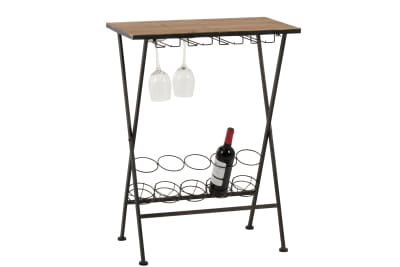 MESA PARA BOTELLA/COPAS METAL/MADERA NEGRO