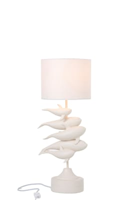 Lampara 4 Delfines Resina Blanco