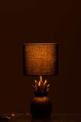 Lampara Pina Resina Marron