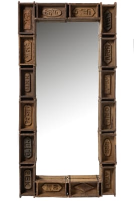 Espejo Bandejas Rectangular Madera Reciclado/Metal Marron(180x90x12cm)