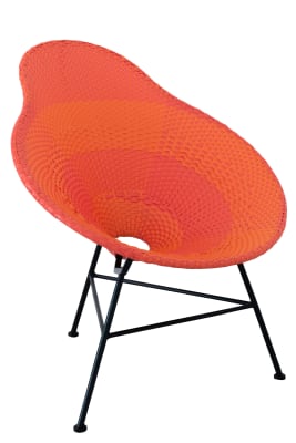 Silla pera, metal/plástico rojo