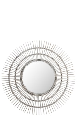 Espejo redondo étnico ratán