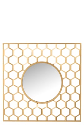 Espejo Alveolos Metal/Cristal Mate Oro