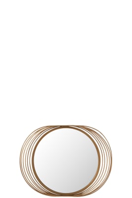Espejo Circulos Redondo Metal/Cristal Oro