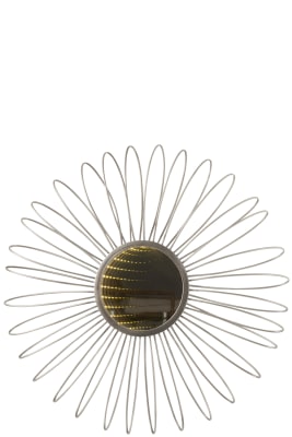 Espejo + Led Redondo Metal/Cristal Plata
