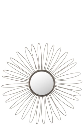 Espejo + Led Redondo Metal/Cristal Plata