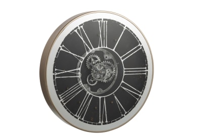 Reloj Redondo+Led Mecanismo Espejo Plata/Champan