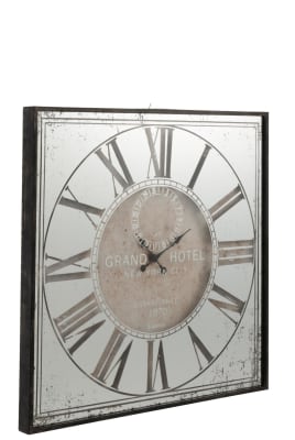 Reloj Cuadrado Hotel Espejo Gris 