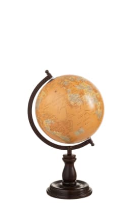Globo Terrestre De Pie Madera Ocre Medium