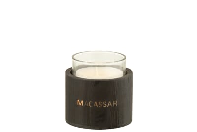 Vela Perfumada Macassar Vidrio/Madera Negro Small-20u