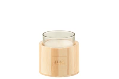 Vela Perfumada Beach Vidrio/Madera Natural/Blanco Small-20u