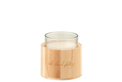 Vela Perfumada Beach Vidrio/Madera Natural/Blanco Small-20u