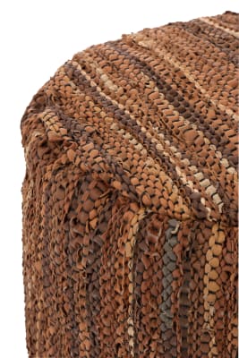 Taburete Etnic Cuero Marron