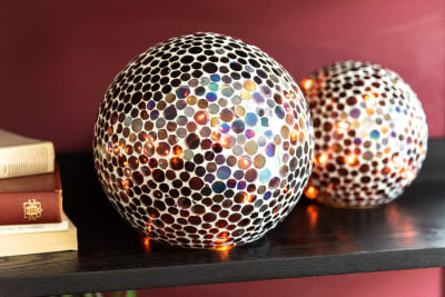 Bola Led Mosaicos Cristal Rojo/Blanco Large