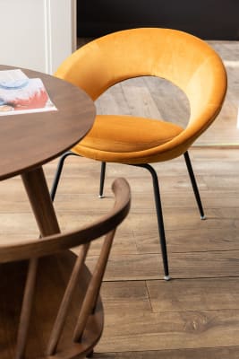 SILLA REDONDA METAL/TEXTIL OCRE