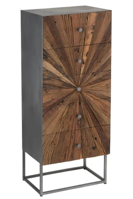 Armario Shanil 5 Cajones Madera/Hierro Natural/Gris