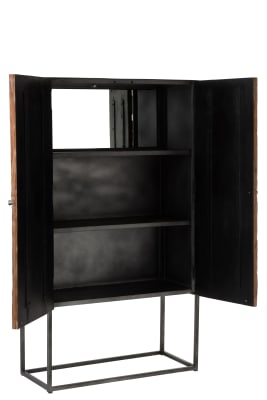 Mueble Bar Shanil 2 Puertas Madera/Hierro Natural/Gris