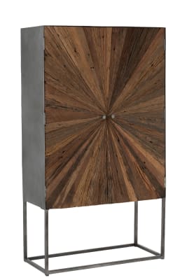 Mueble Bar Shanil 2 Puertas Madera/Hierro Natural/Gris