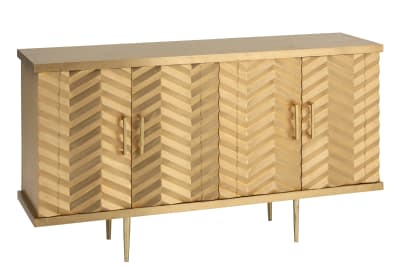 ARMARIO 4PUERTAS CHEVRON LATON/MDF ORO