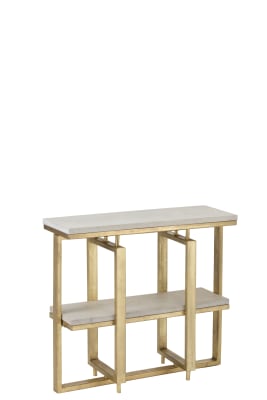 CONSOLA DYCA 2ESTANTES MADERA DE MANGO/HIERRO BLANCO/ORO