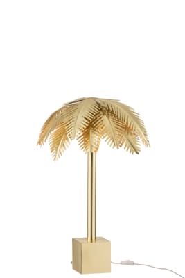 LAMPARA DE MESA HOJAS DE COCO ACERO ORO