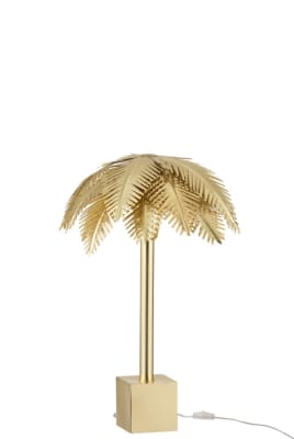 LAMPARA DE MESA HOJAS DE COCO ACERO ORO