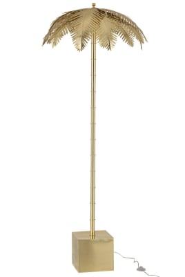 LAMP DE PIE HOJAS DE COCO ACERO ORO