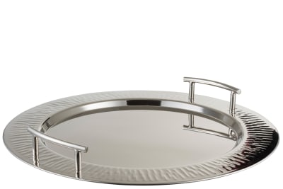 Bandeja 2 Asas Redondo Acero Inoxidable Plata