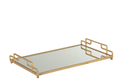 Bandeja Rectangular Metal/Cristal Oro/ large