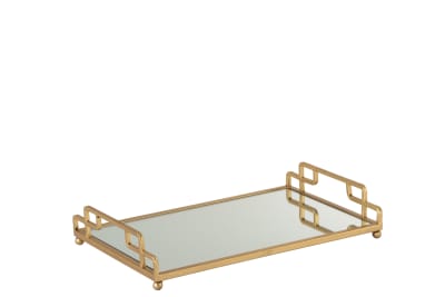 Bandeja Rectangular Metal/Cristal Oro chica