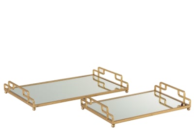 Bandeja Rectangular Metal/Cristal Oro/ large
