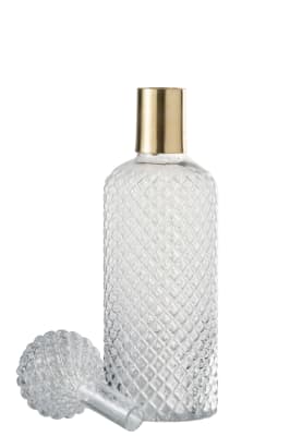 Botella + Tapon Decorativo Relieve Cristal Transparente Large